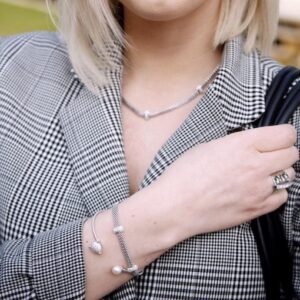 Ava – armband i flätat rhodierat silver med zirkonia stenar 18 cm