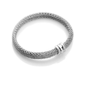 Abstract – armband i rhodierat silver och zirkonia stenar 18 cm