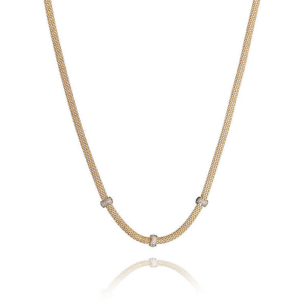 Ava – halskæde i flettet 18 karat guld forgyldt sølv med zirkonia sten 45 cm