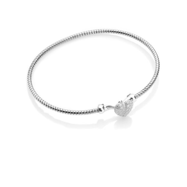 Bound By Love – armbånd rhodineret sølv med hjerte mikro indfattede zirkona sten one size