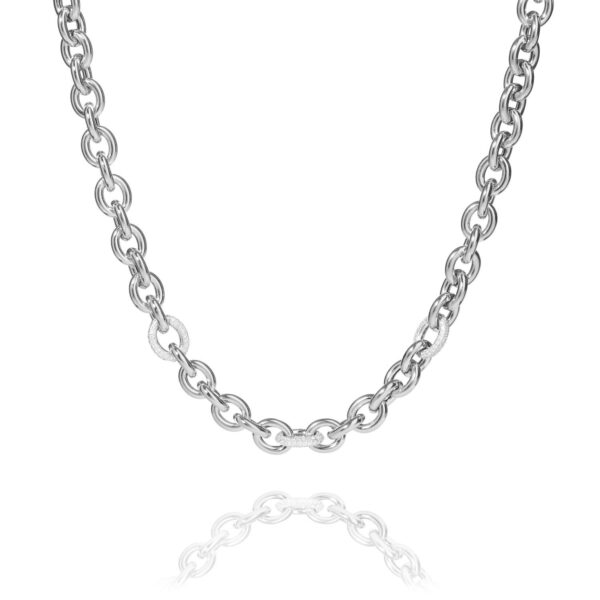 Carlton – halskæde klassisk design i rhodineret sølv med zirkonia sten 50 cm