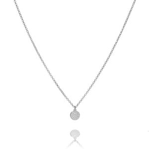 Celine – tunn halskedja i rhodierat silver med zirkon sten 45 cm