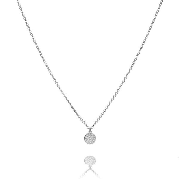 Celine – tunn halskedja i rhodierat silver med zirkon sten 45 cm