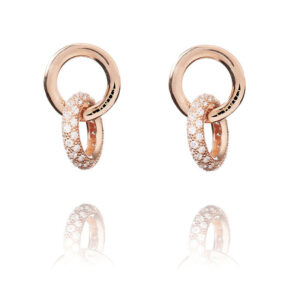 Diana – øreringe i 18 karat rosaguld forgyldt sølv med zirkonia sten 2 cm