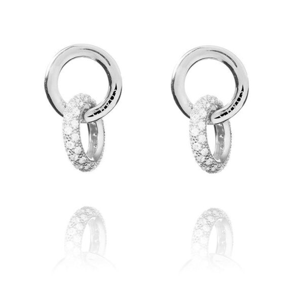 Diana – øreringe feminint design i rhodineret sølv med zirkonia sten 2 cm