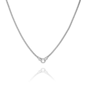 Monaco Mini – halskæde rhodineret sølv med pantehoveder og zirkonia sten 45 cm