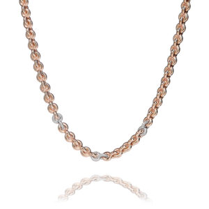 Madison – halsband i 18 karat roseguld förgyllt silver med mikro infattade zirkonia stenar 50 cm