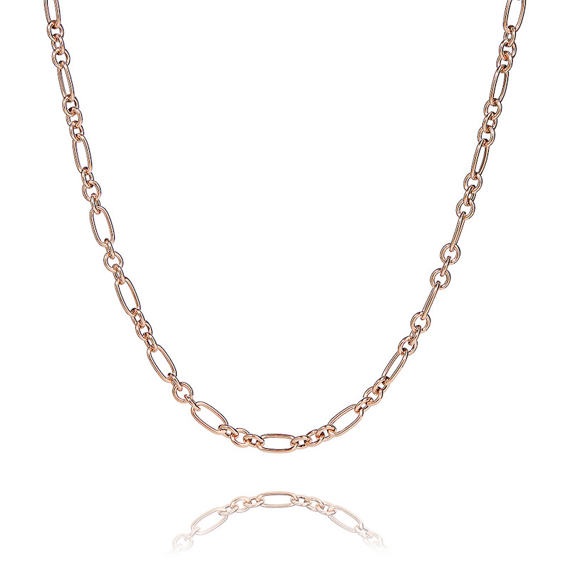 Pil Atlantic Udgående Figaro - halskæde i 18 karat rosaguld forgyldt sølv 50 cm
