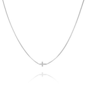 Little Chros – halskæde i rhodineret sølv med kors 45 cm