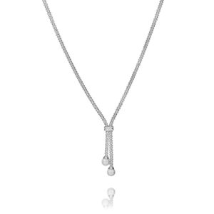 Lucia – halsband i rhodierat silver med zirkonia droppar 50 cm