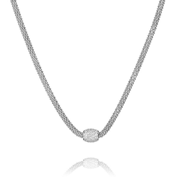 Rio – halskæde i rhodineret sølv med zirkonia sten 45 cm