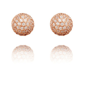 Belissimo – øreringe med indfattet zirkonia sten i 18 karat rosaguld forgyldt sølv 1 cm