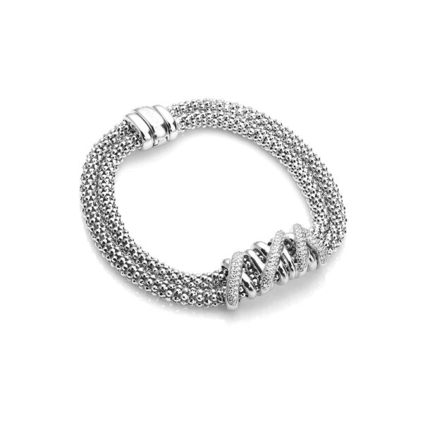 Twisted – armband feminin design i rhodierat silver med zirkonia stenar 18 cm