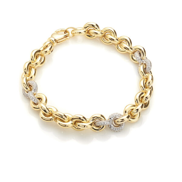 Madison – armband i 18 karat guld förgyllt silver med mikroinfattade zirkonia stenar 18,5 cm