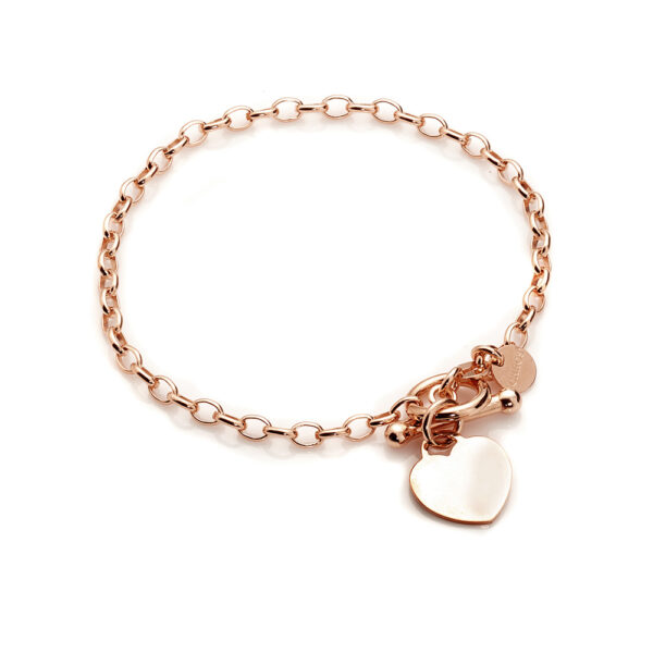 Tiffany – armband med hjärta klassisk design i 18 karat rose guld förgyllt silver 18 cm