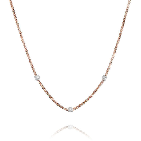 Nova – halskæde i 18 karat rosaforgyldt sølv med zirkonia sten 45 cm