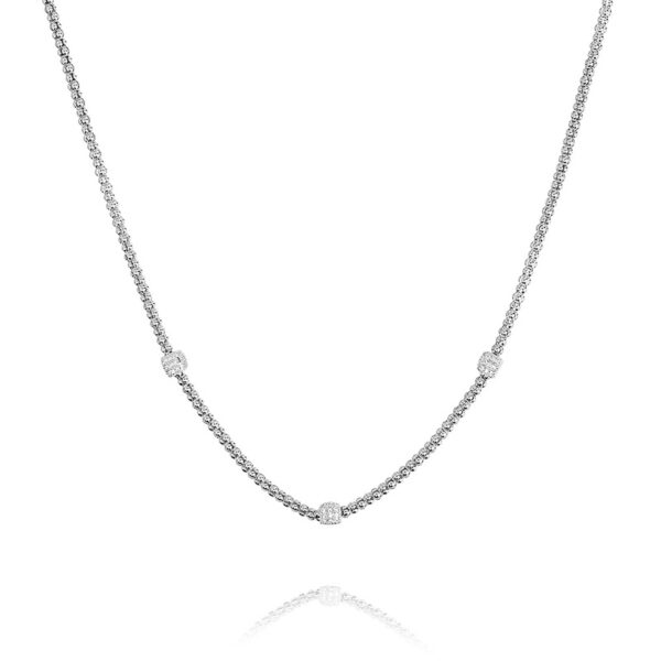 Nova – halsband i rhodierat silver med zirkonia stenar 45 cm + 5 cm