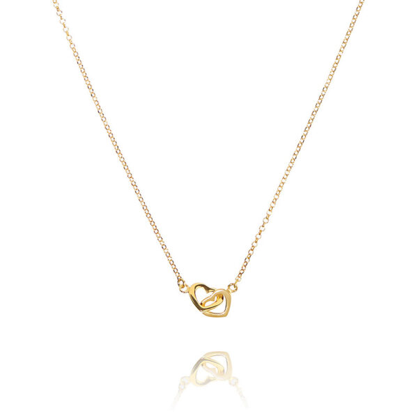 Together – halsband i 18 karat guld förgyllt silver med hjärtan 45 cm