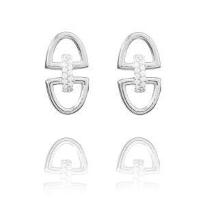 Victor – øreringe fashion design i rhodineret sølv med zirkonia stenar 3 cm