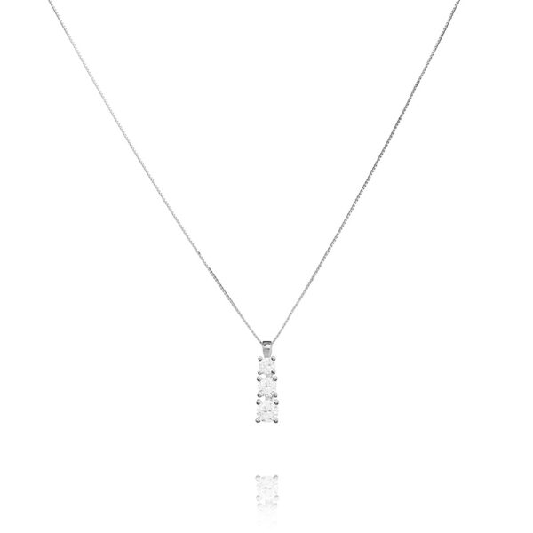 Tripp – halskæde i rhodineret sølv med zirkonia sten 45 cm