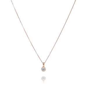 Crowned – tynd halskæde med vedhæng i 18 karat rosaforgyldt sølv zirkonia sten 45 cm