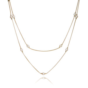 Coco – halsband i 18 karat guld förgyllt silver med sötvattenspärlor 70 cm