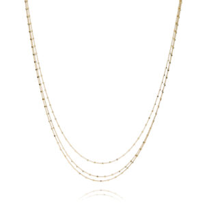 Dorotea – halskæde med tre tynde kæder i 18 karat guld forgyldt sølv 42-50 cm