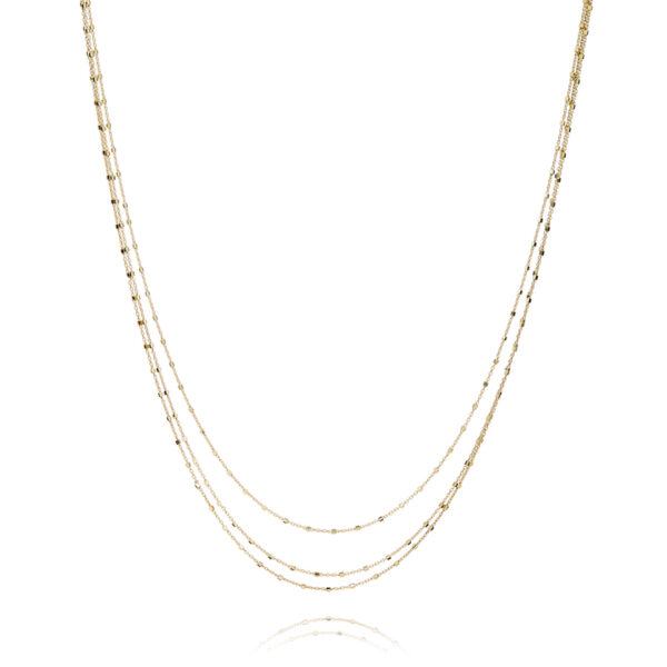 Dorotea – halsband med tre tunna kedjor i 18 karat guld förgyllt silver 42-50 cm