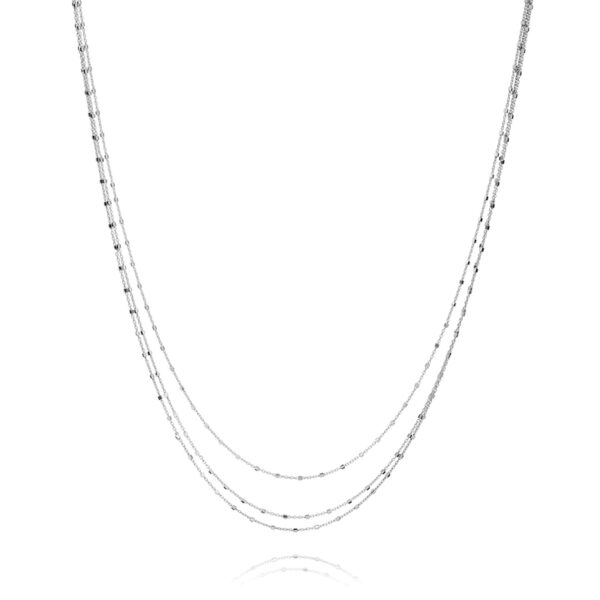 Dorotea – halsband med tre tunna kedjor i rhodierat silver 42-50 cm
