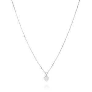 Fidelity – halskæde i rhodieret sølv med hjerte og zirkonia sten 45 cm