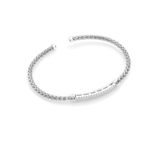 Niel Bangle – armband i rhodierat silver med zirkonia stenar one size