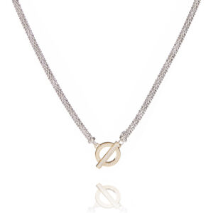 Ørskov – halskæde i rhodineret sølv med 18 karat guld forgyldning og zirkonia sten 50 cm