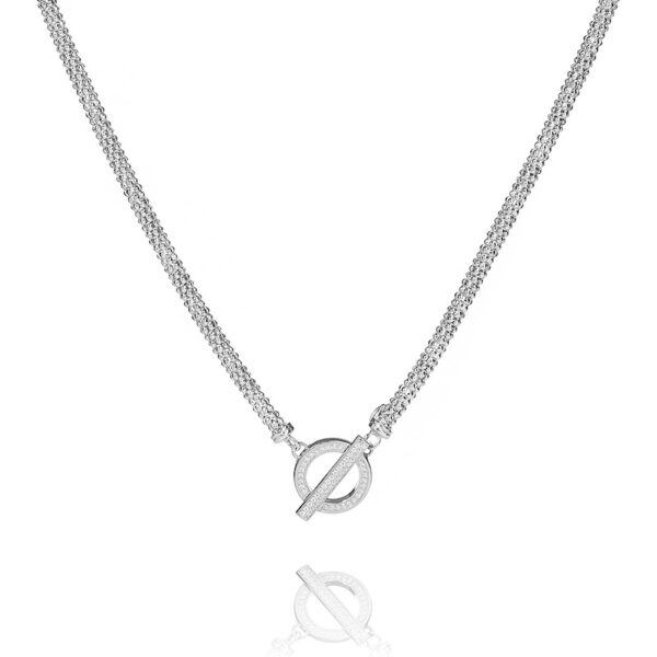 Ørskov – halskæde feminint design i rhodineret sølv med zirkonia sten 50 cm