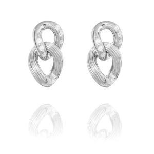 Unite – øreringe i rhodineret sølv og zirkonia sten 1,5 cm