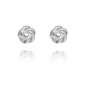 Tristan – øreringe i klassisk model med knude i rhodineret sølv ca 1 cm